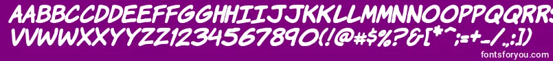 KomikaHandBoldItalic Font – White Fonts on Purple Background