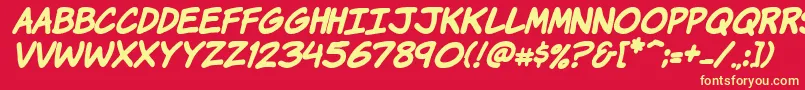 KomikaHandBoldItalic Font – Yellow Fonts on Red Background