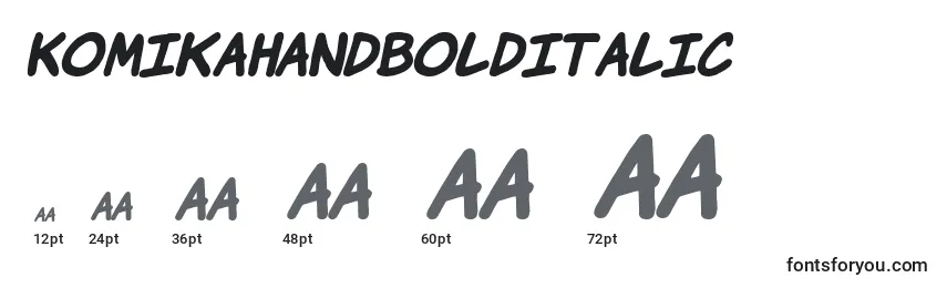 Размеры шрифта KomikaHandBoldItalic