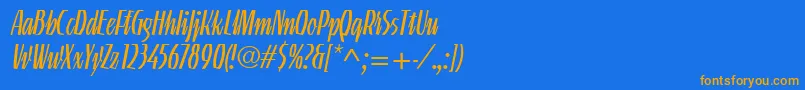 LinotypeGneisenauetteLight-fontti – oranssit fontit sinisellä taustalla