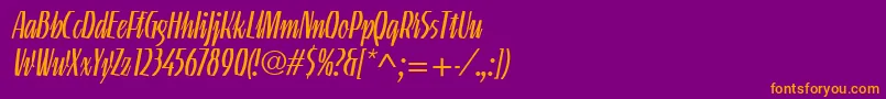 LinotypeGneisenauetteLight Font – Orange Fonts on Purple Background