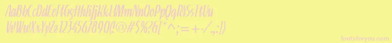 LinotypeGneisenauetteLight-Schriftart – Rosa Schriften auf gelbem Hintergrund