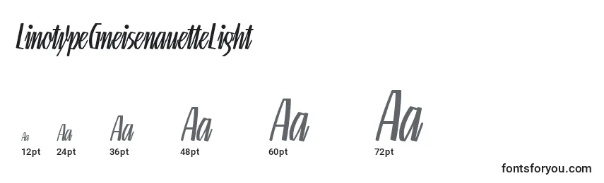 Размеры шрифта LinotypeGneisenauetteLight