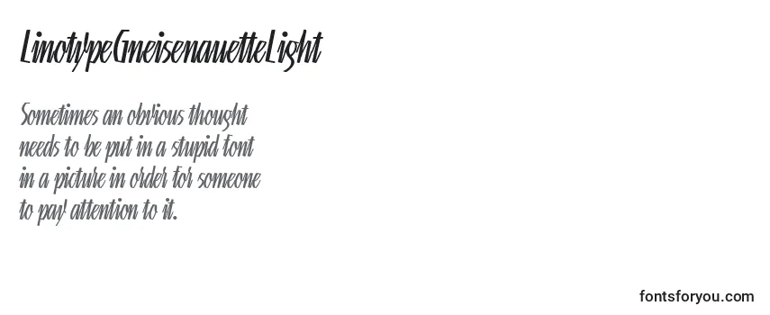 LinotypeGneisenauetteLight -fontin tarkastelu