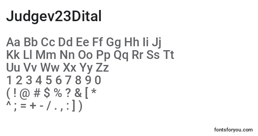 A fonte Judgev23Dital – alfabeto, números, caracteres especiais