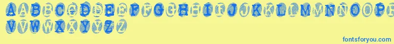 Powdrf Font – Blue Fonts on Yellow Background