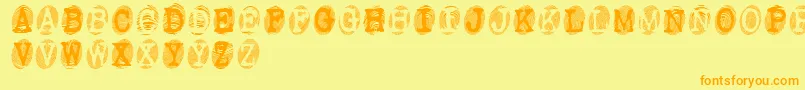 Powdrf-Schriftart – Orangefarbene Schriften auf gelbem Hintergrund