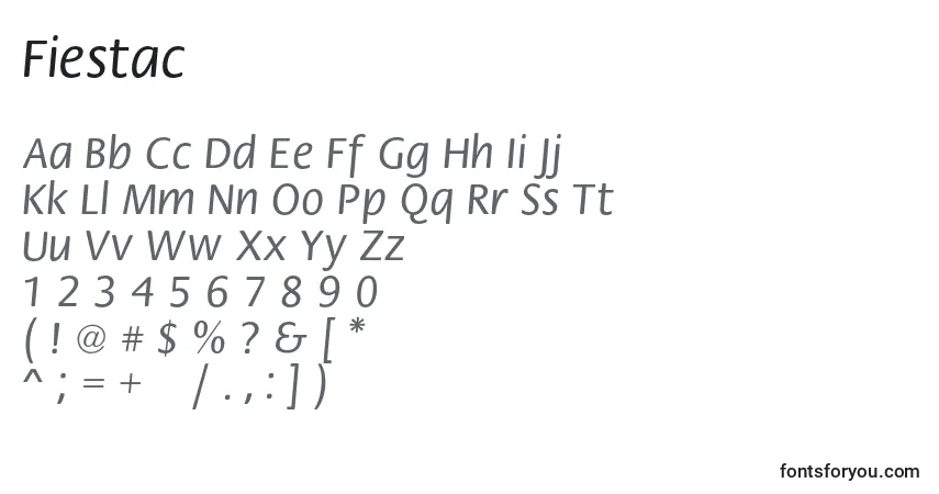 A fonte Fiestac – alfabeto, números, caracteres especiais
