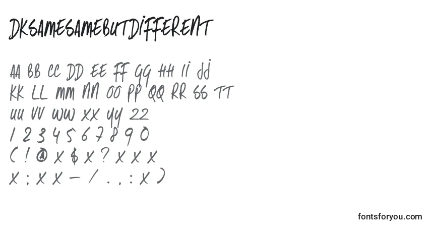 Schriftart DkSameSameButDifferent – Alphabet, Zahlen, spezielle Symbole