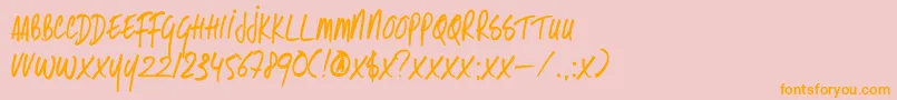 DkSameSameButDifferent-Schriftart – Orangefarbene Schriften auf rosa Hintergrund