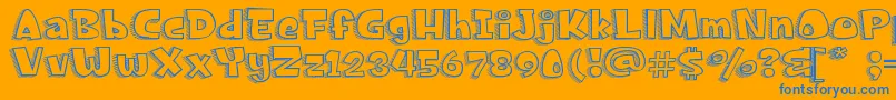 FrancisNicoV0.2-Schriftart – Blaue Schriften auf orangefarbenem Hintergrund