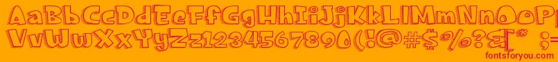 FrancisNicoV0.2-Schriftart – Rote Schriften auf orangefarbenem Hintergrund