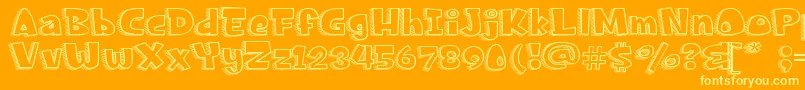 FrancisNicoV0.2-Schriftart – Gelbe Schriften auf orangefarbenem Hintergrund