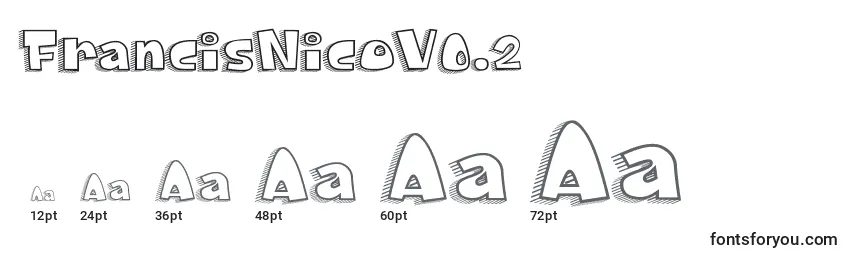Größen der Schriftart FrancisNicoV0.2