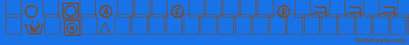 Labels-Schriftart – Braune Schriften auf blauem Hintergrund