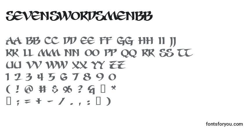 A fonte SevenSwordsmenBb – alfabeto, números, caracteres especiais