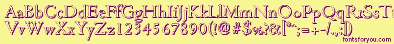 CambridgeshadowLightRegular-Schriftart – Violette Schriften auf gelbem Hintergrund