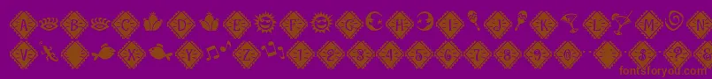 MaracaExtrasRegular-Schriftart – Braune Schriften auf violettem Hintergrund