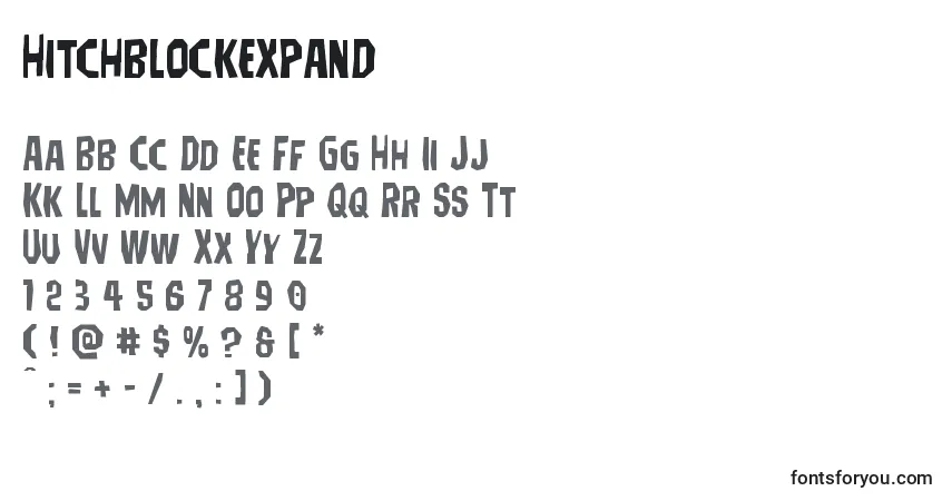 Шрифт Hitchblockexpand – алфавит, цифры, специальные символы