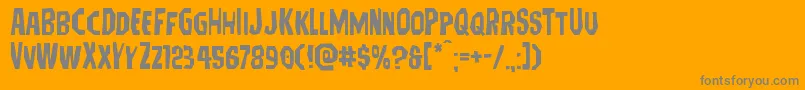 Hitchblockexpand-Schriftart – Graue Schriften auf orangefarbenem Hintergrund