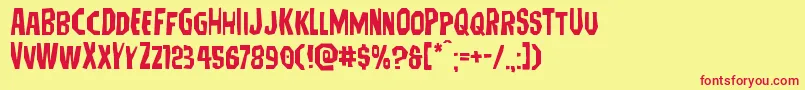 Hitchblockexpand Font – Red Fonts on Yellow Background