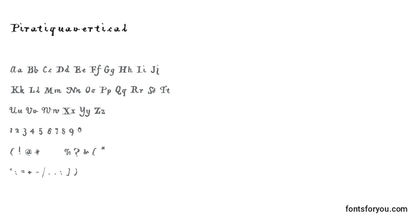 Czcionka Piratiquavertical – alfabet, cyfry, specjalne znaki
