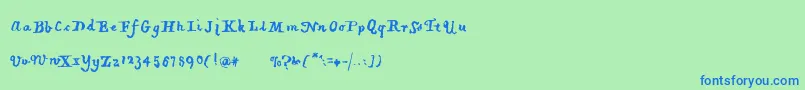 フォントPiratiquavertical – 青い文字は緑の背景です。