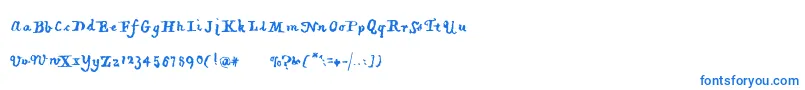 フォントPiratiquavertical – 白い背景に青い文字