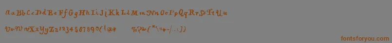 フォントPiratiquavertical – 茶色の文字が灰色の背景にあります。