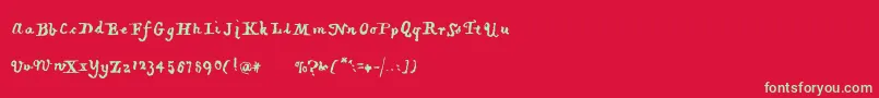 フォントPiratiquavertical – 赤い背景に緑の文字