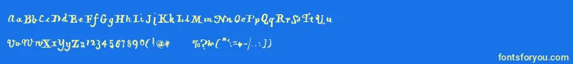 フォントPiratiquavertical – 黄色の文字、青い背景