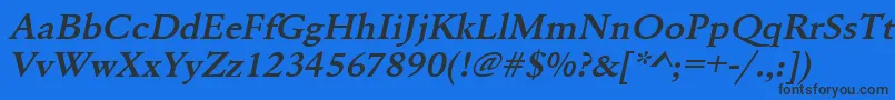 Шрифт UrwgaramondtdemextwidOblique – чёрные шрифты на синем фоне