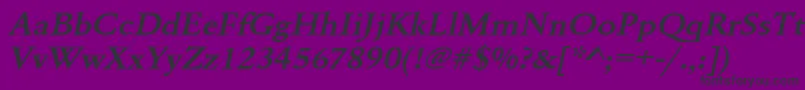Шрифт UrwgaramondtdemextwidOblique – чёрные шрифты на фиолетовом фоне