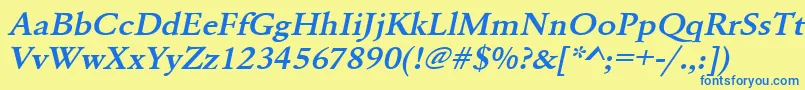 UrwgaramondtdemextwidOblique Font – Blue Fonts on Yellow Background