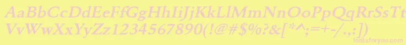 UrwgaramondtdemextwidOblique Font – Pink Fonts on Yellow Background