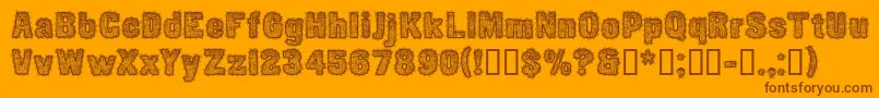 フォントCfetoffedupayspersonalReg – オレンジの背景に茶色のフォント