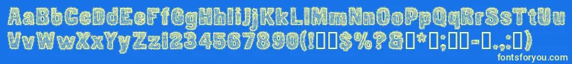 フォントCfetoffedupayspersonalReg – 黄色の文字、青い背景