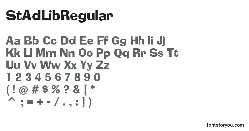 Czcionka StAdLibRegular – alfabet, cyfry, specjalne znaki