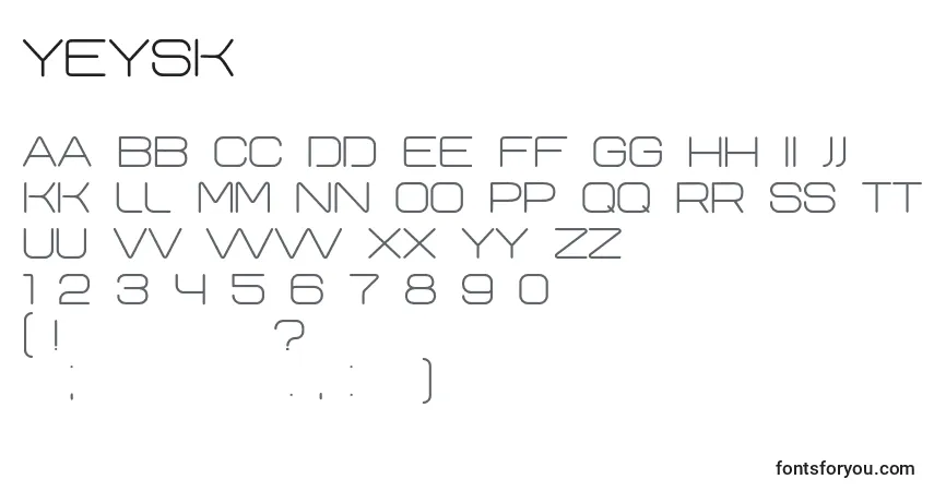 Schriftart Yeysk – Alphabet, Zahlen, spezielle Symbole