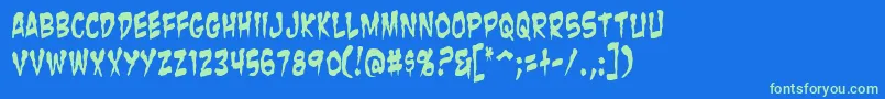 ZombieGutsYanked Font – Green Fonts on Blue Background