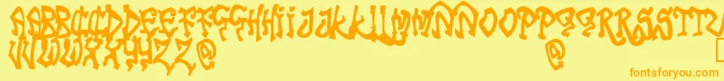 Tribf-Schriftart – Orangefarbene Schriften auf gelbem Hintergrund