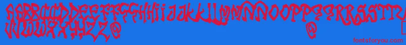 Tribf-Schriftart – Rote Schriften auf blauem Hintergrund
