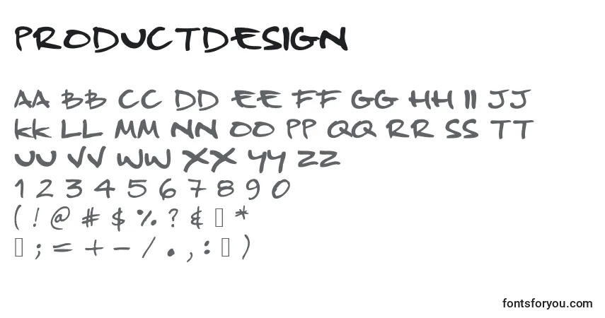 Schriftart ProductDesign – Alphabet, Zahlen, spezielle Symbole