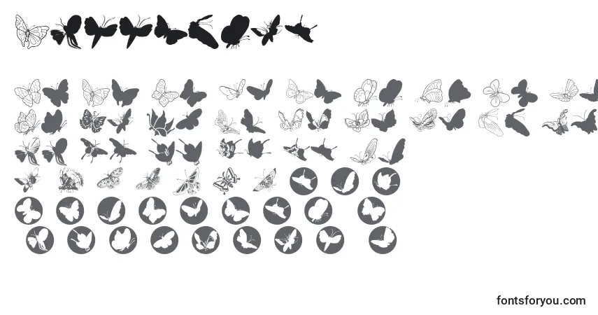 Schriftart Butterfly – Alphabet, Zahlen, spezielle Symbole