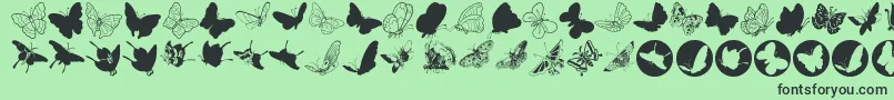 Fonte Butterfly – fontes pretas em um fundo verde