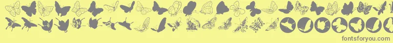 フォントButterfly – 黄色の背景に灰色の文字