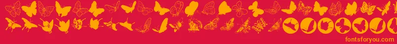 Butterfly-Schriftart – Orangefarbene Schriften auf rotem Hintergrund