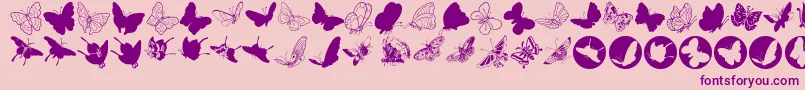 Butterfly-Schriftart – Violette Schriften auf rosa Hintergrund