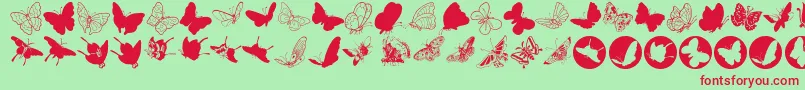 Butterfly Font – Red Fonts on Green Background