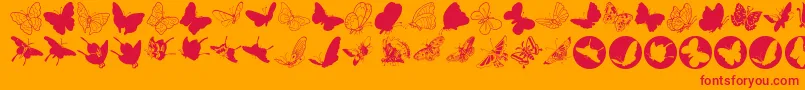 Czcionka Butterfly – czerwone czcionki na pomarańczowym tle